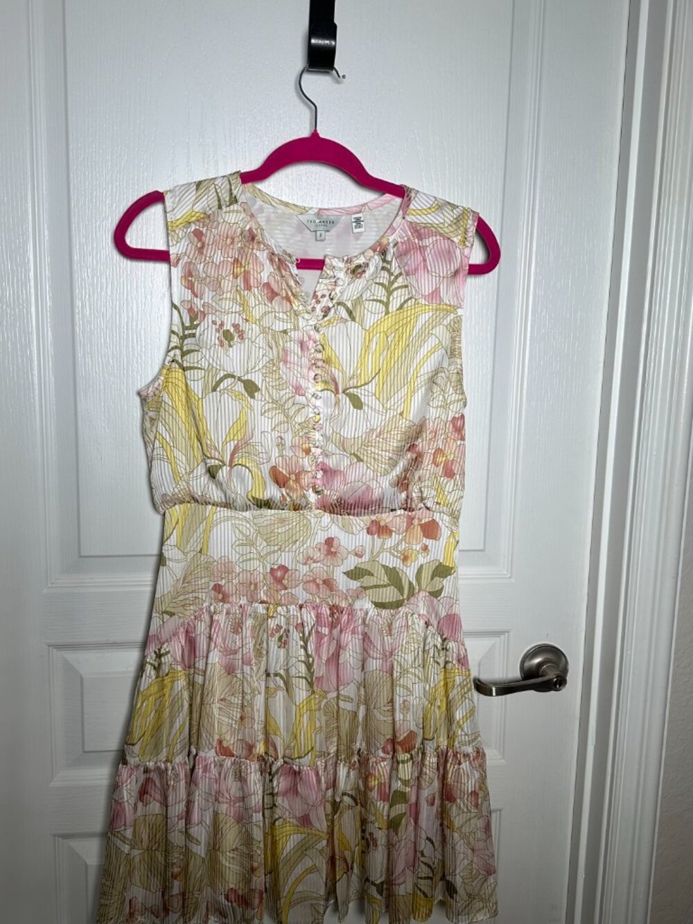 Ted Baker Poliyaa Peony Floral Button Up Sleeveless Mini Dress - Picture 2 of 3